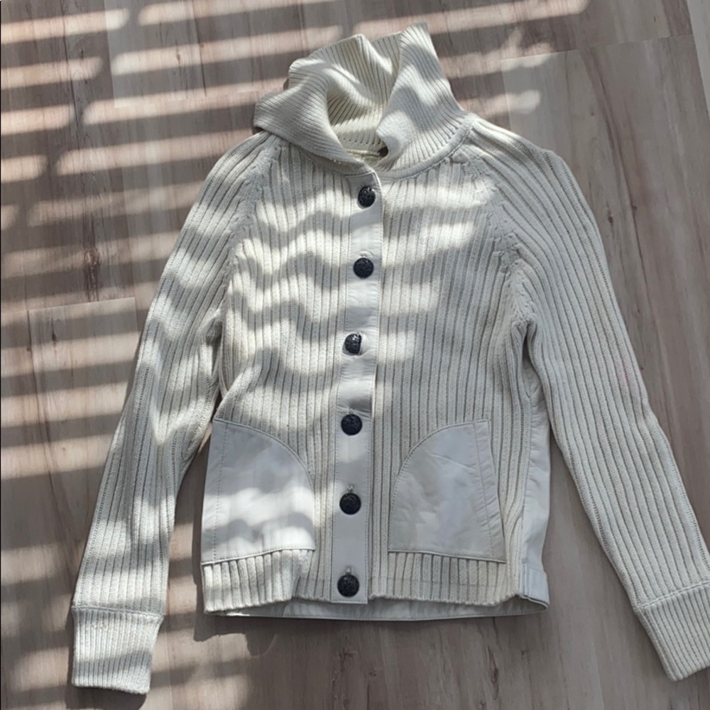 One girl who cotton/genuine leather sweater